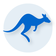 illustration of a blue kangaroo