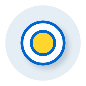 illustration of a target with blue rings and a gold bullseye