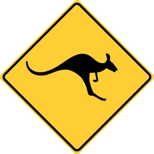 Yellow Kangaroo Crossing sign