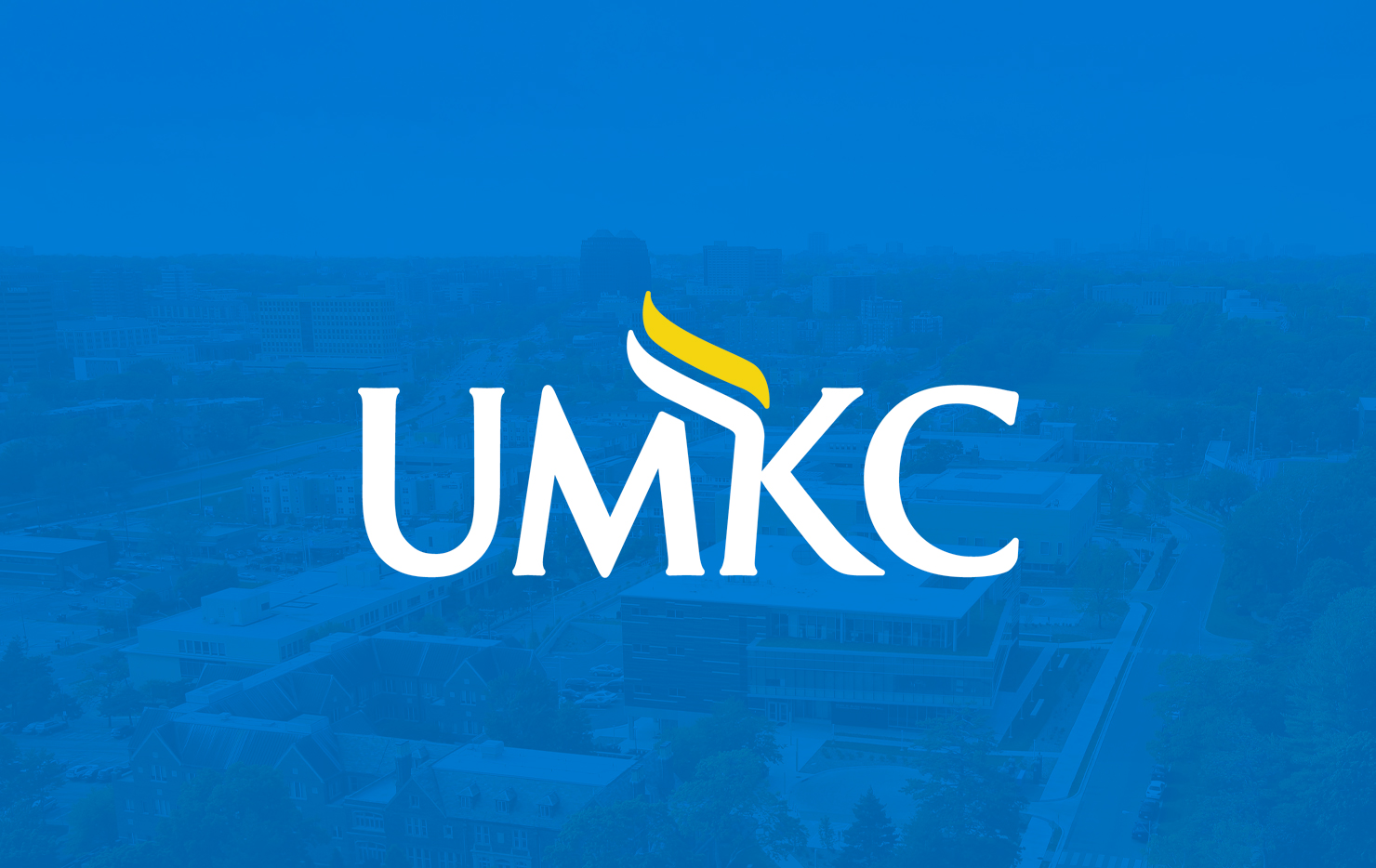 blue skyline pic with UMKC logo on top