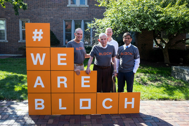 Henry Bloch, Tom Bloch, Dean Brian Klaas and Chancellor Agrawal