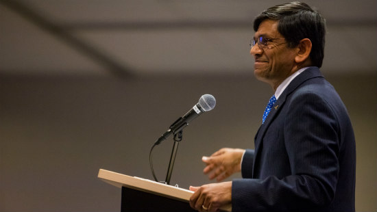 Chancellor Agrawal speaks to faculty, staff and students at his State of the University address