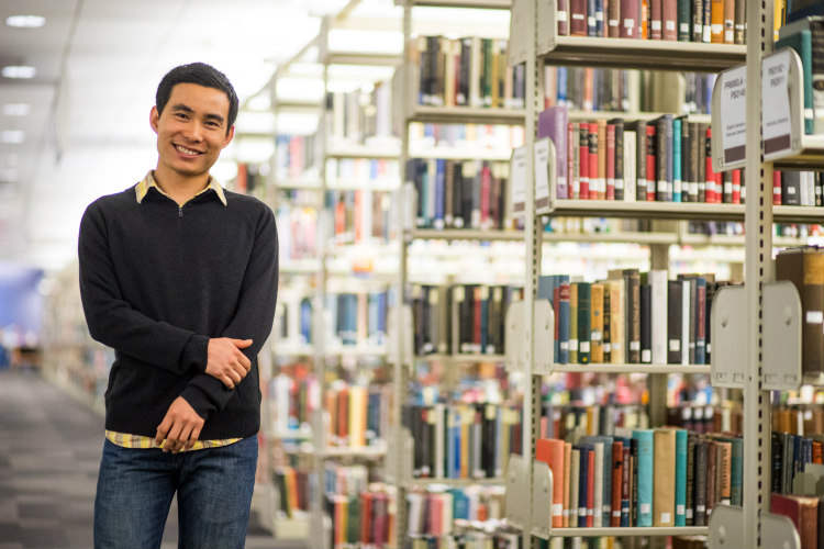 Student Ka Baw Say in Miller Nichols Library