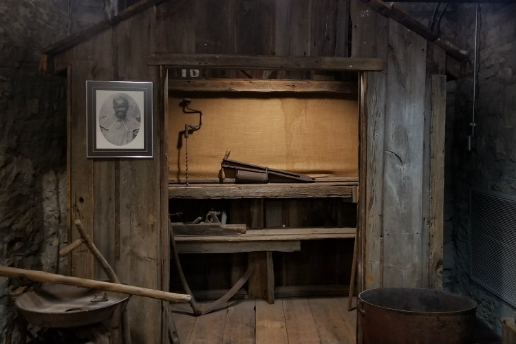 Lucy's cabin is on display in the Black Archives of Mid-America.