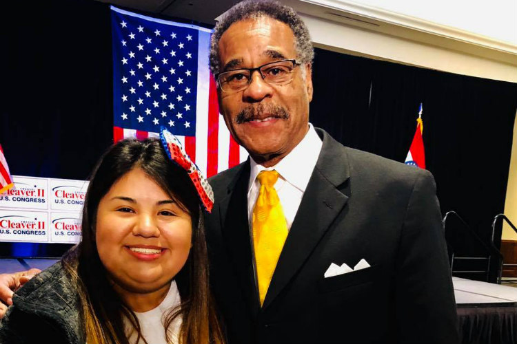 Aly Hernandez with Rep. Emmanuel Cleaver at a fundraising event.