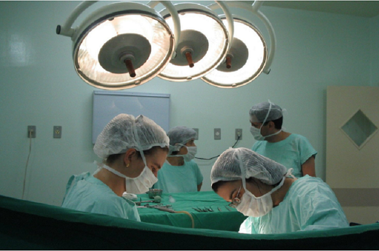 Nursing students in operating room