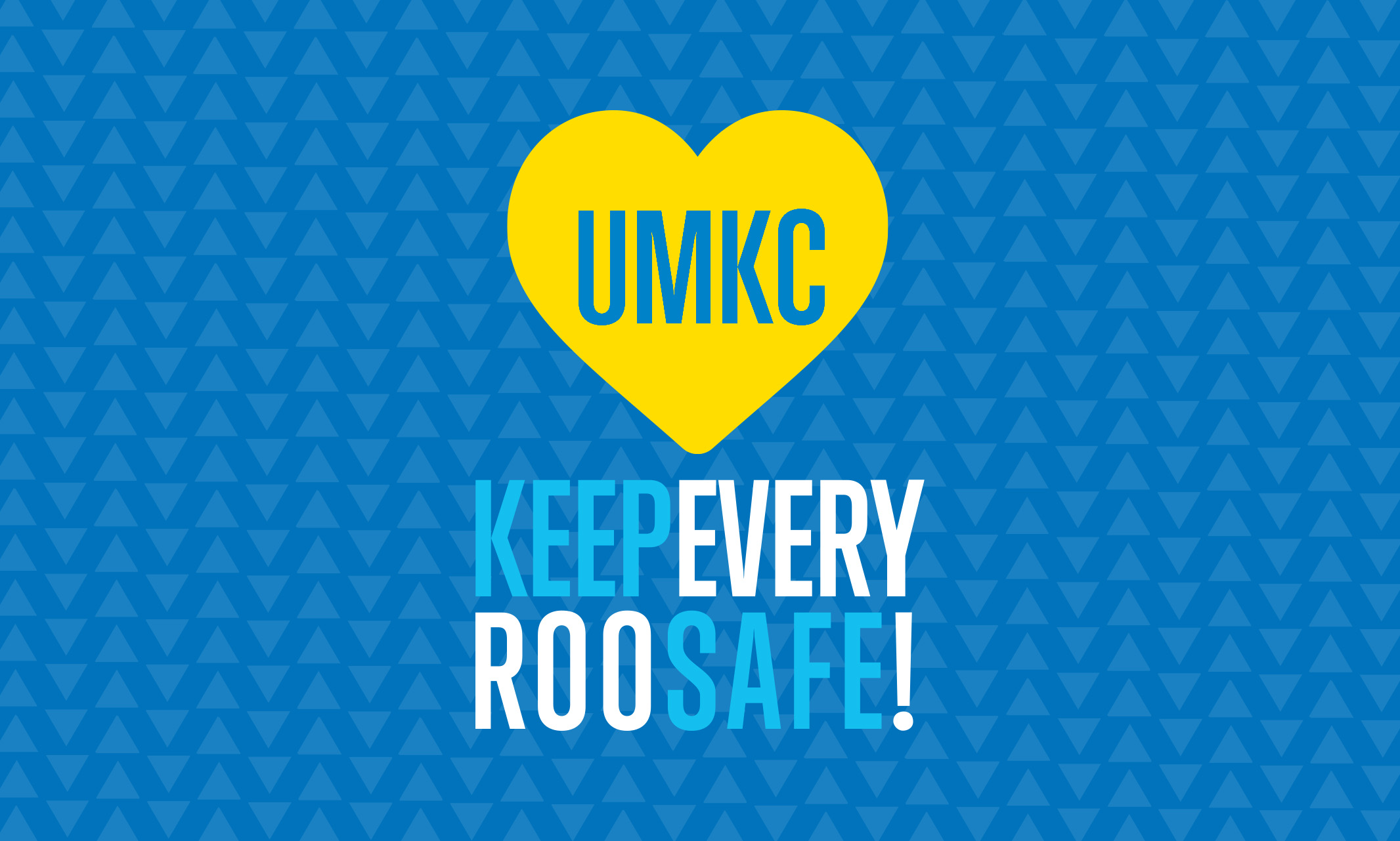 Blue and gold graphic with heart says Keep Every Roo Safe