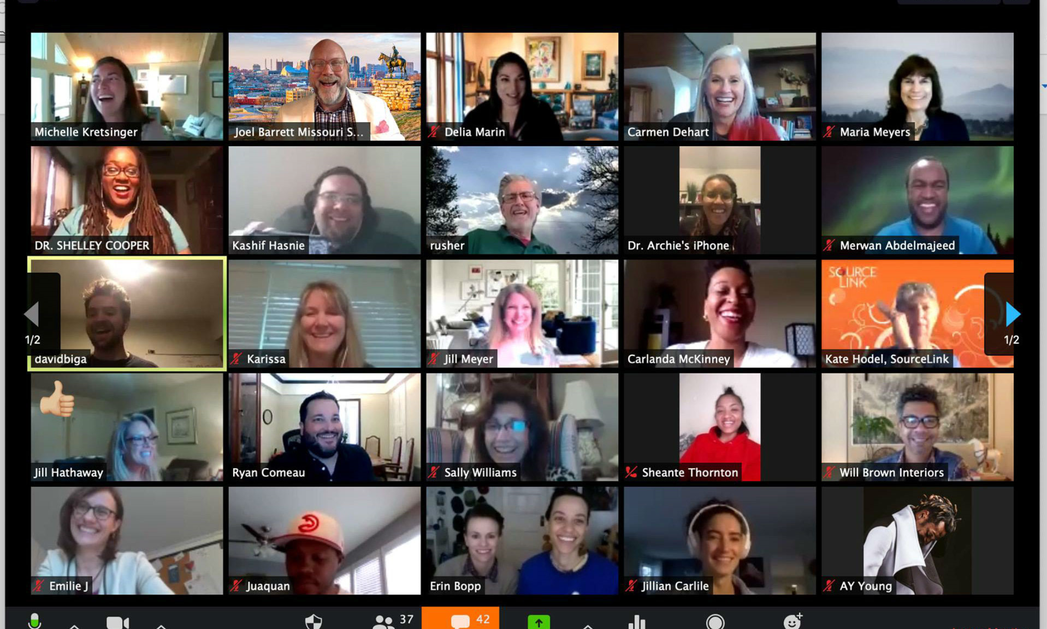 Zoom screen capture of local entrepreneurs meeting