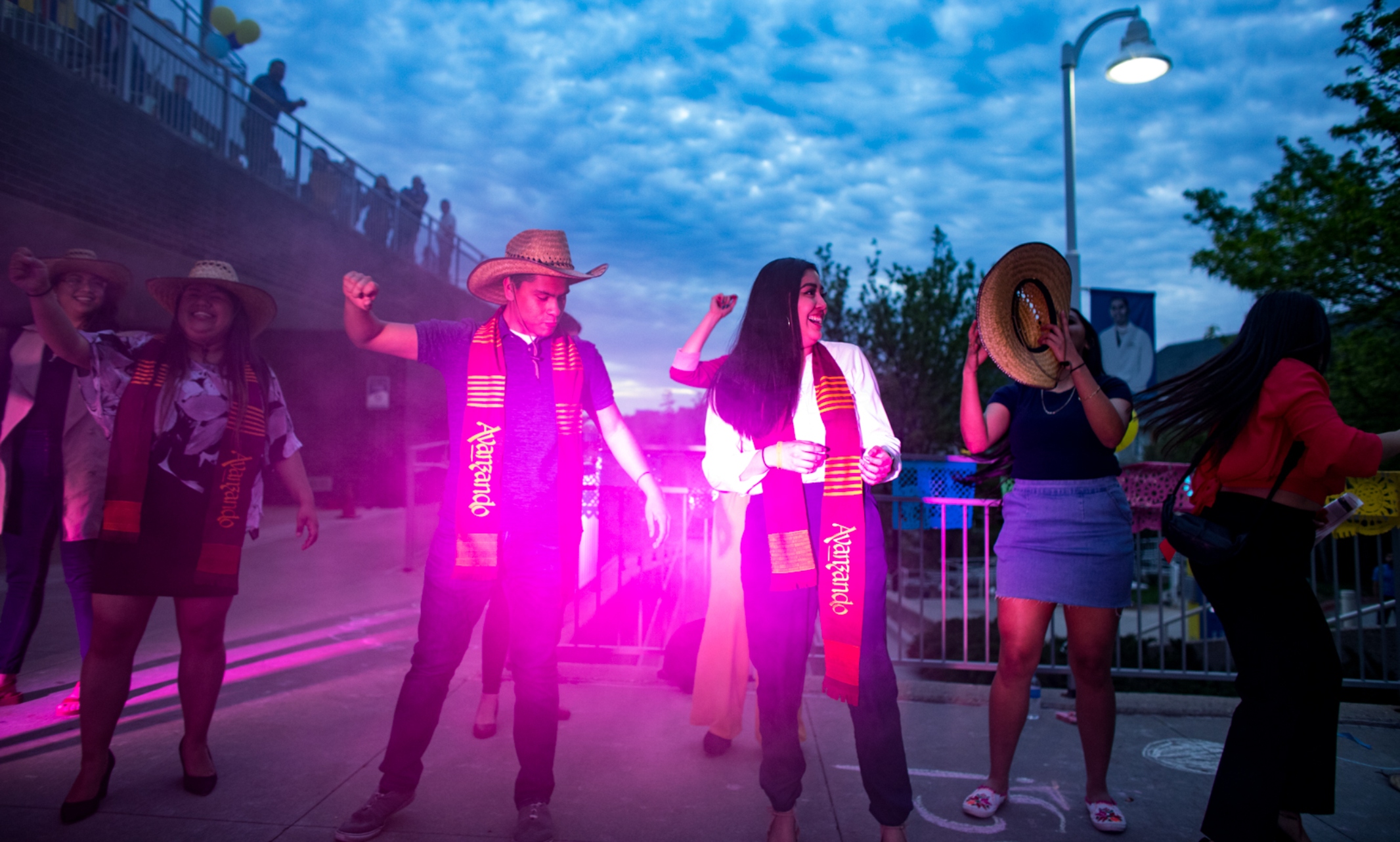 dance party at night during the 2019 end of year celebration for Avanzando