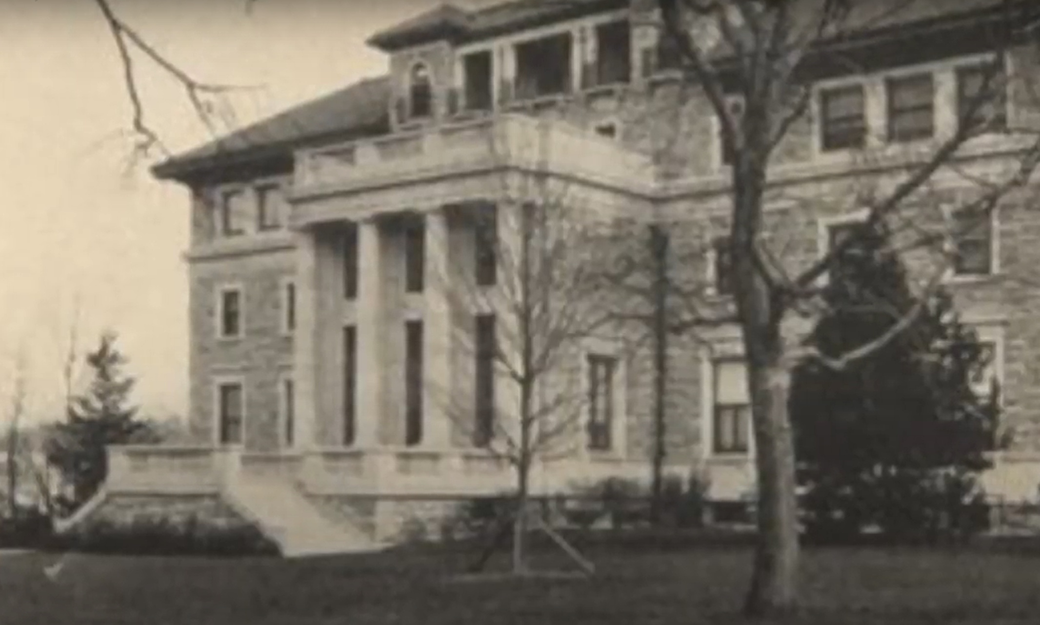 Archive black and white image of Dickey Mansion, what is now called Scofield Hall