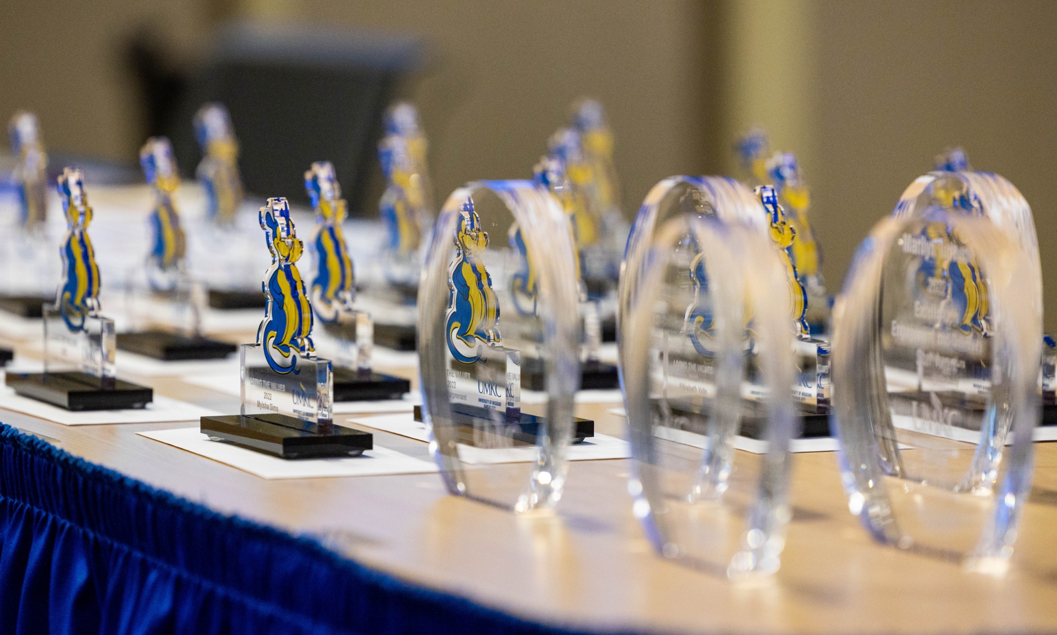 awards sit on table