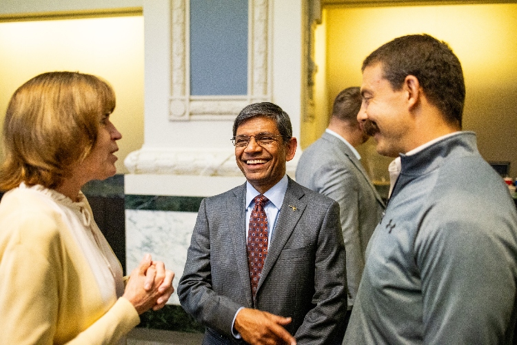 Maria Meyers, Chancellor Mauli Agrawal and Tony Caruso