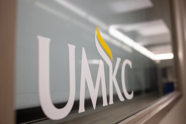 UMKC sticker on glass